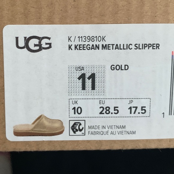 KIDS KEEGAN METALLIC UGG PLUSH FAUX FUR LINED SLIPPERS FOR KIDS - Picture 1 of 7